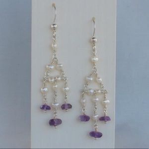 Handmade freshwater pearl amethyst earrings